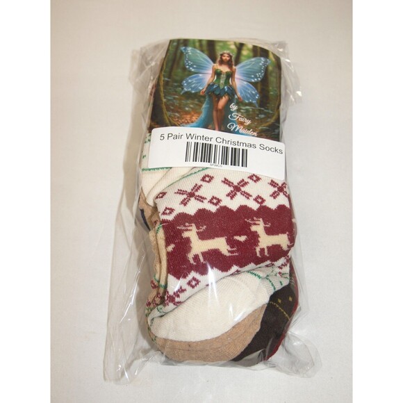 5 Pairs of Cozy Christmas Winter Reindeer Winter Socks NEW Warm Women's Mid-Calf - Picture 3 of 6